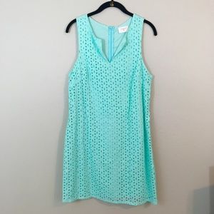 Everly Eyelet Sleeveless Lined Dress, Size Large